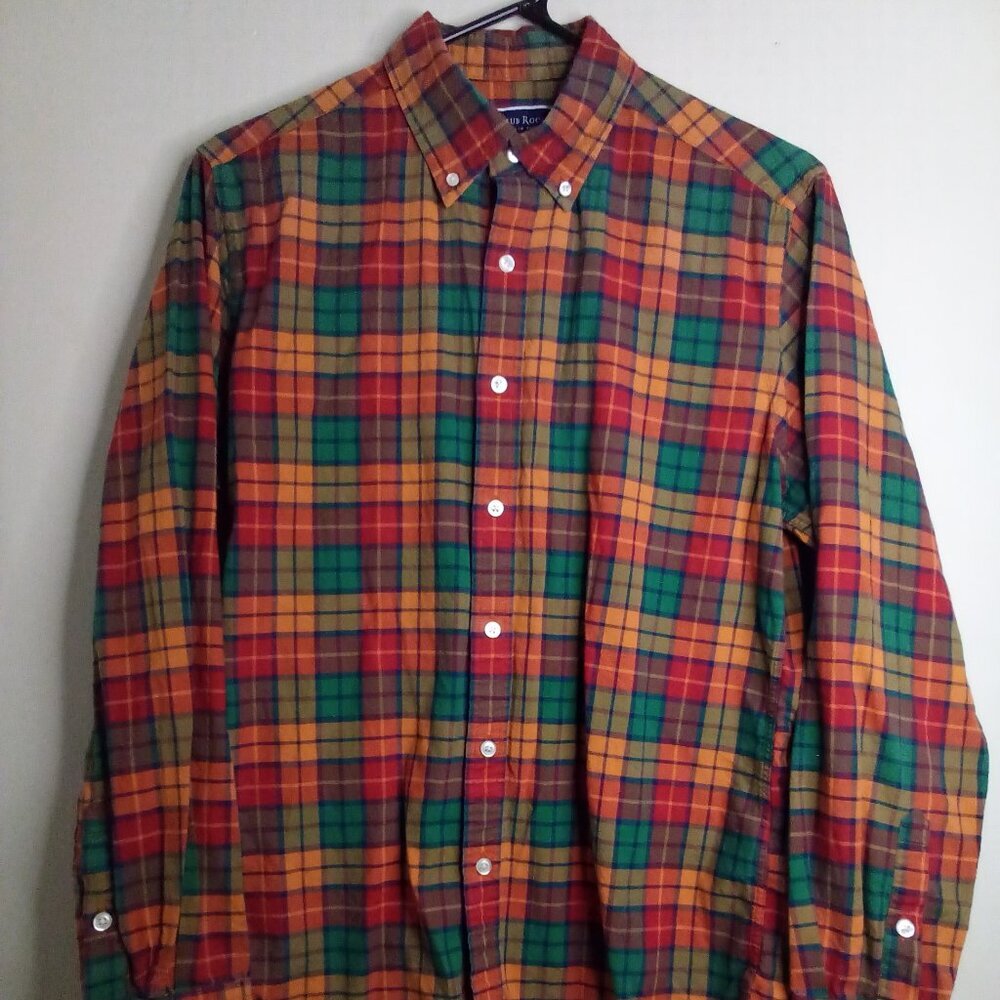 Club Room Shirt Men M 15 15.5 Slim Fit Button Down Long Sleeve Plaid Colorful